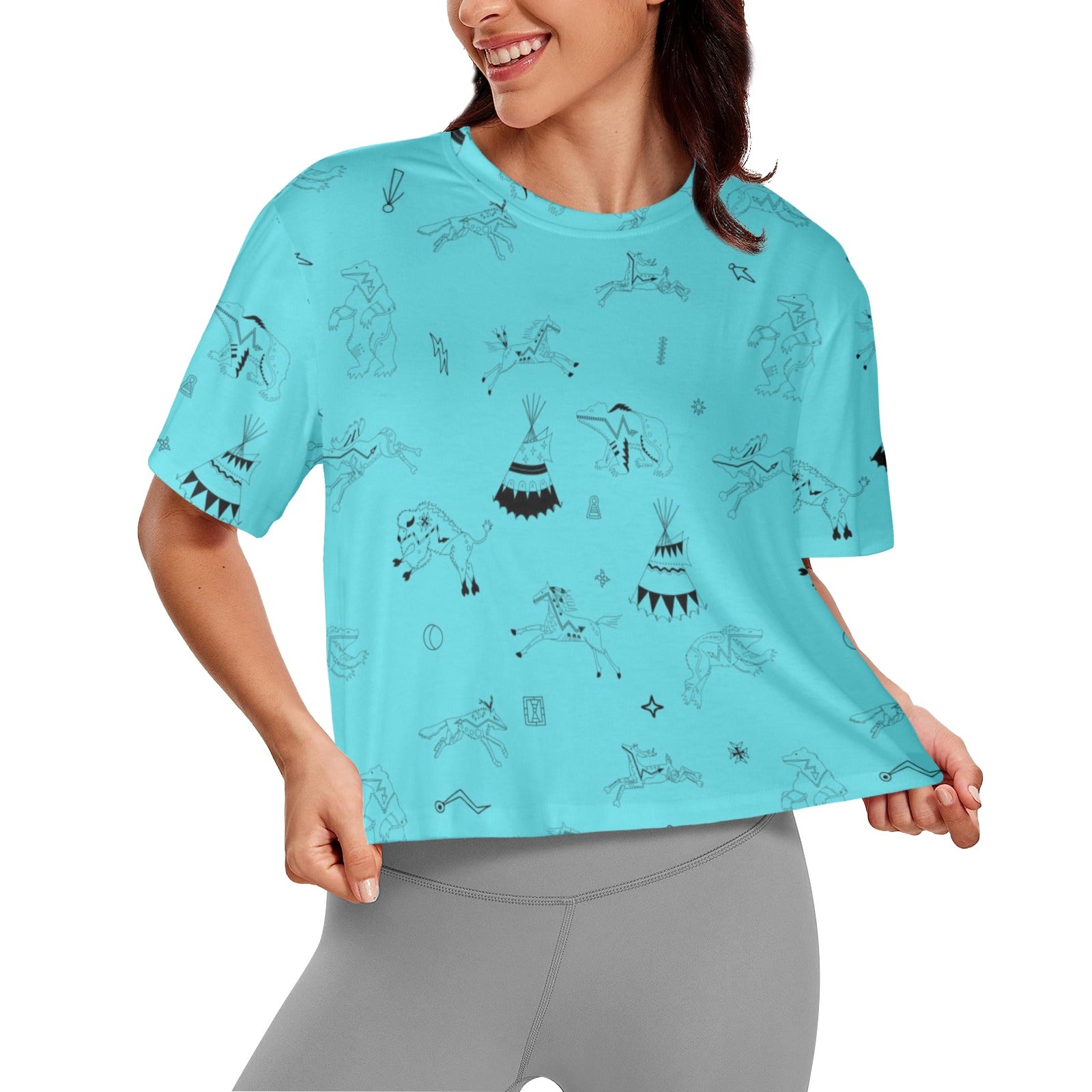 Ledger Dables Torquoise Women's Cropped T-shirt
