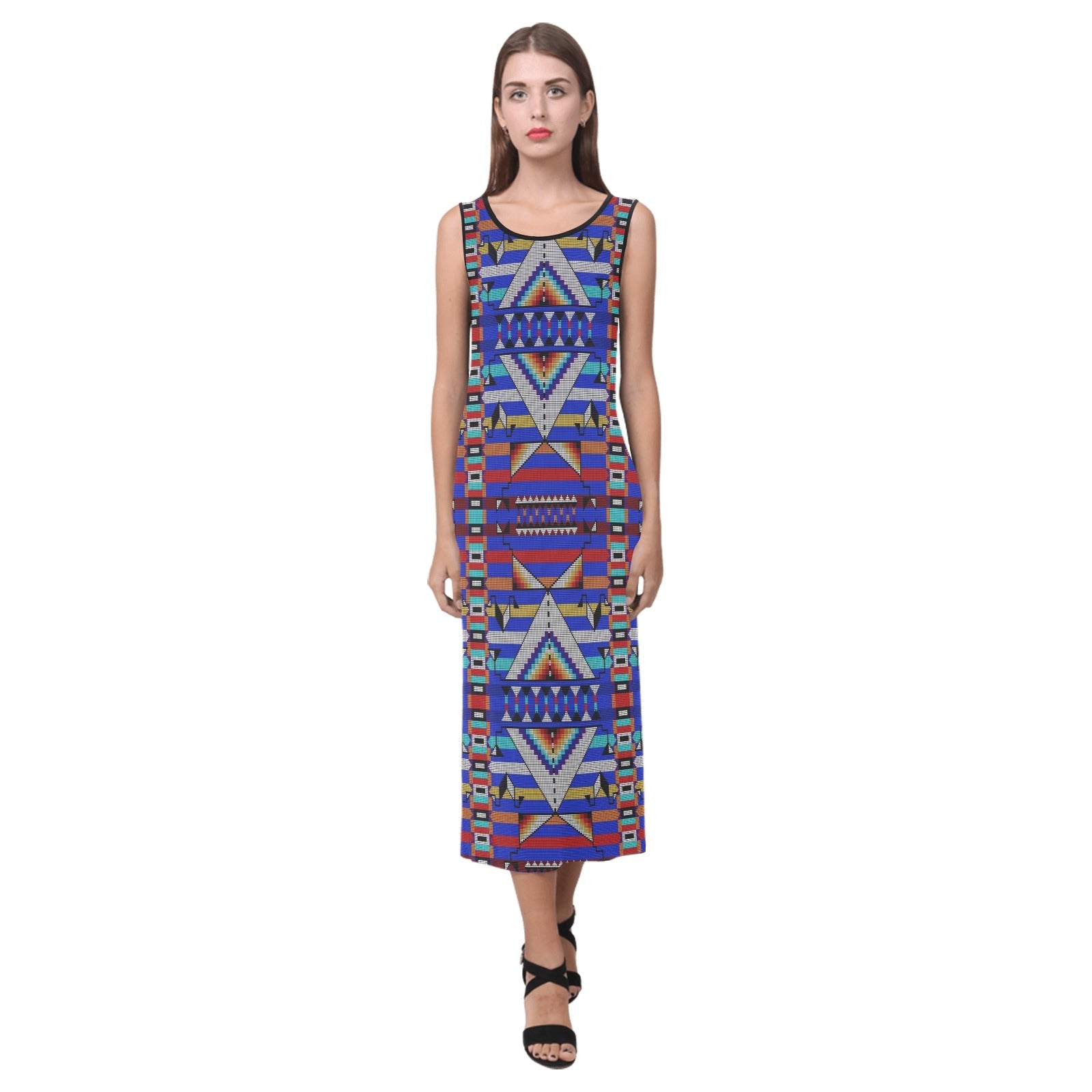 Medicine Blessing Blue Phaedra Sleeveless Open Fork Long Dress