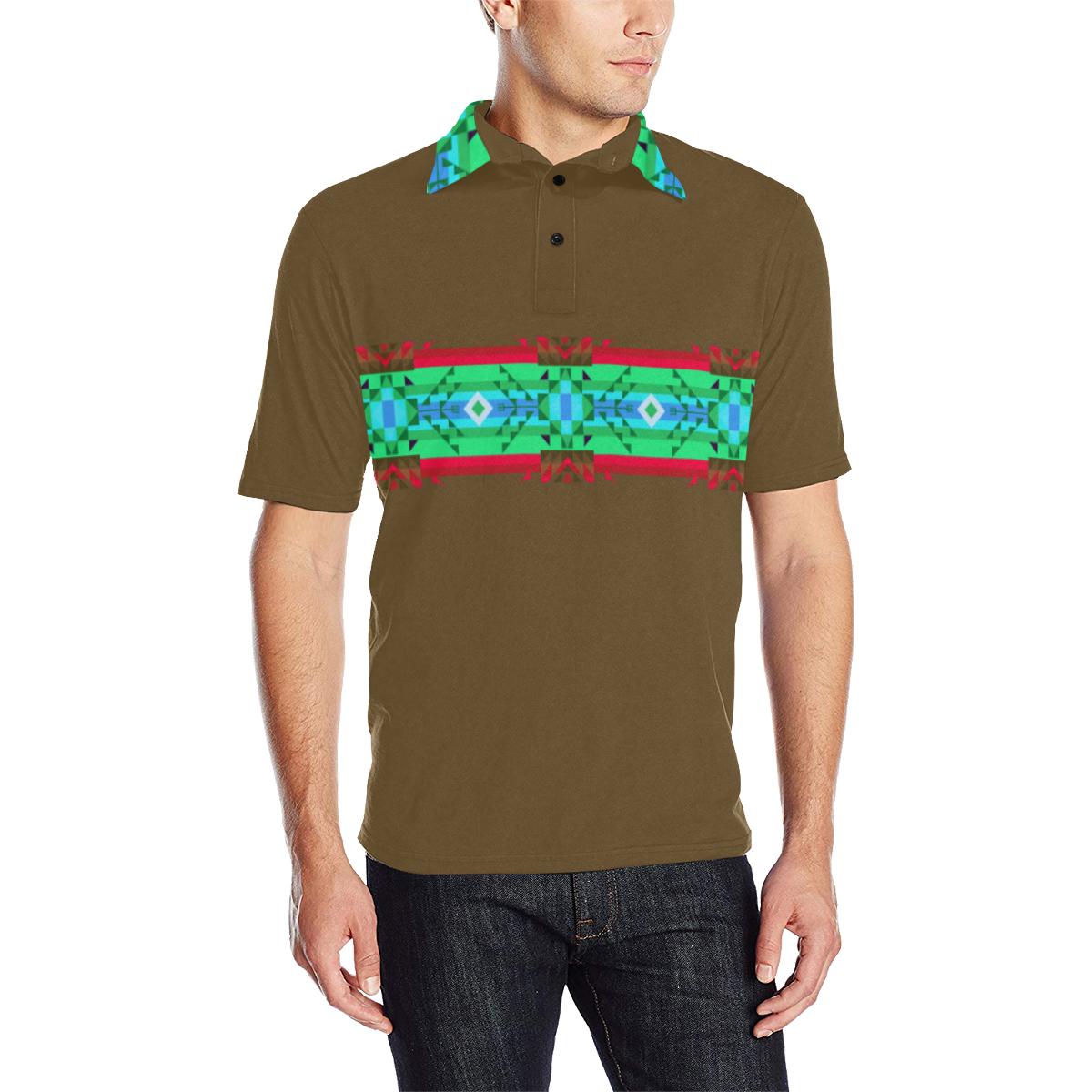 Earth Blanket Strip - I Men's All Over Print Polo Shirt (Model T55) Men's Polo Shirt (Model T55) e-joyer