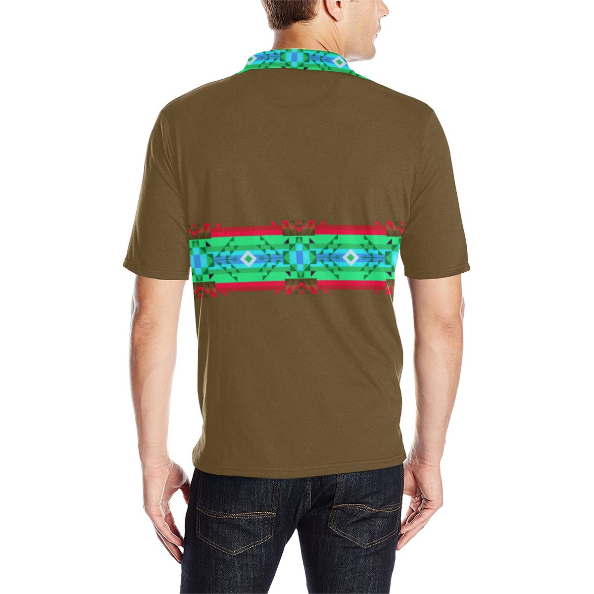 Earth Blanket Strip - I Men's All Over Print Polo Shirt (Model T55) Men's Polo Shirt (Model T55) e-joyer