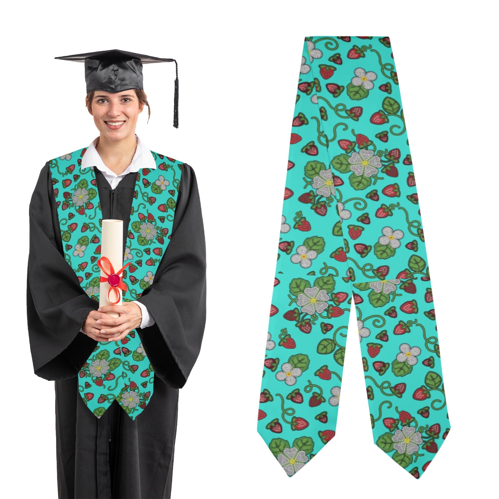 Strawberry Dreams Turquoise Graduation Stole