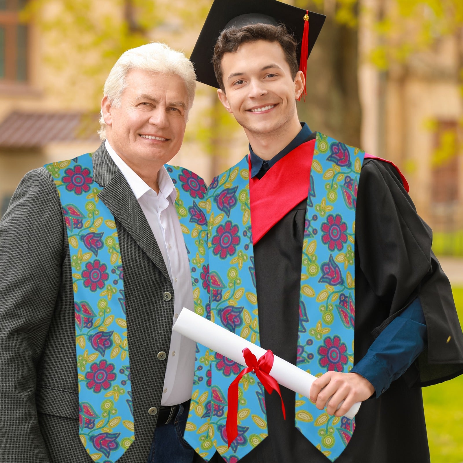 Beaded Nouveau Lime Graduation Stole