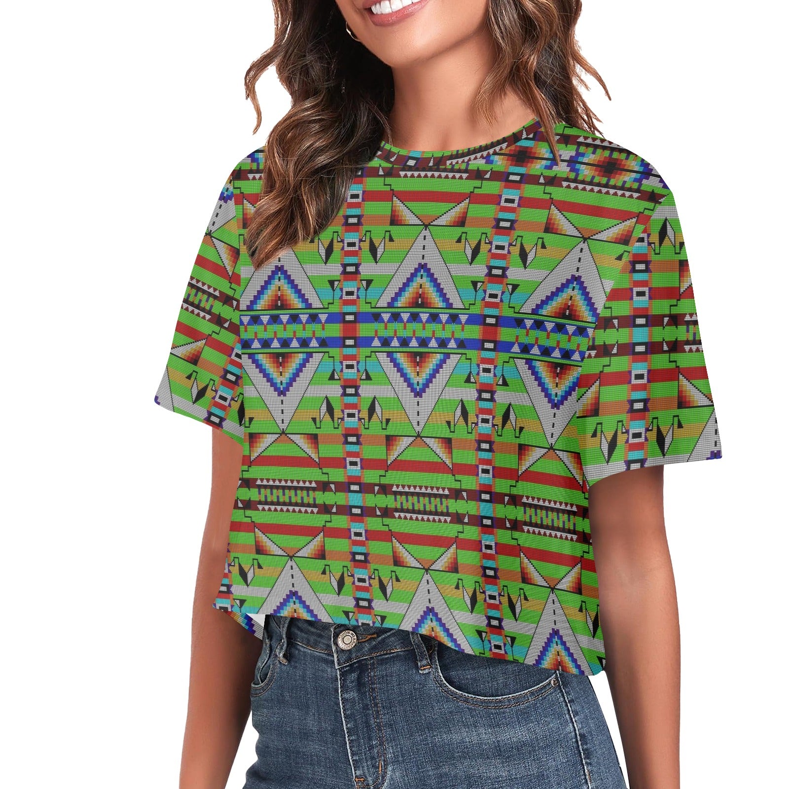 Medicine Blessing Lime Green Women's Cropped T-shirt