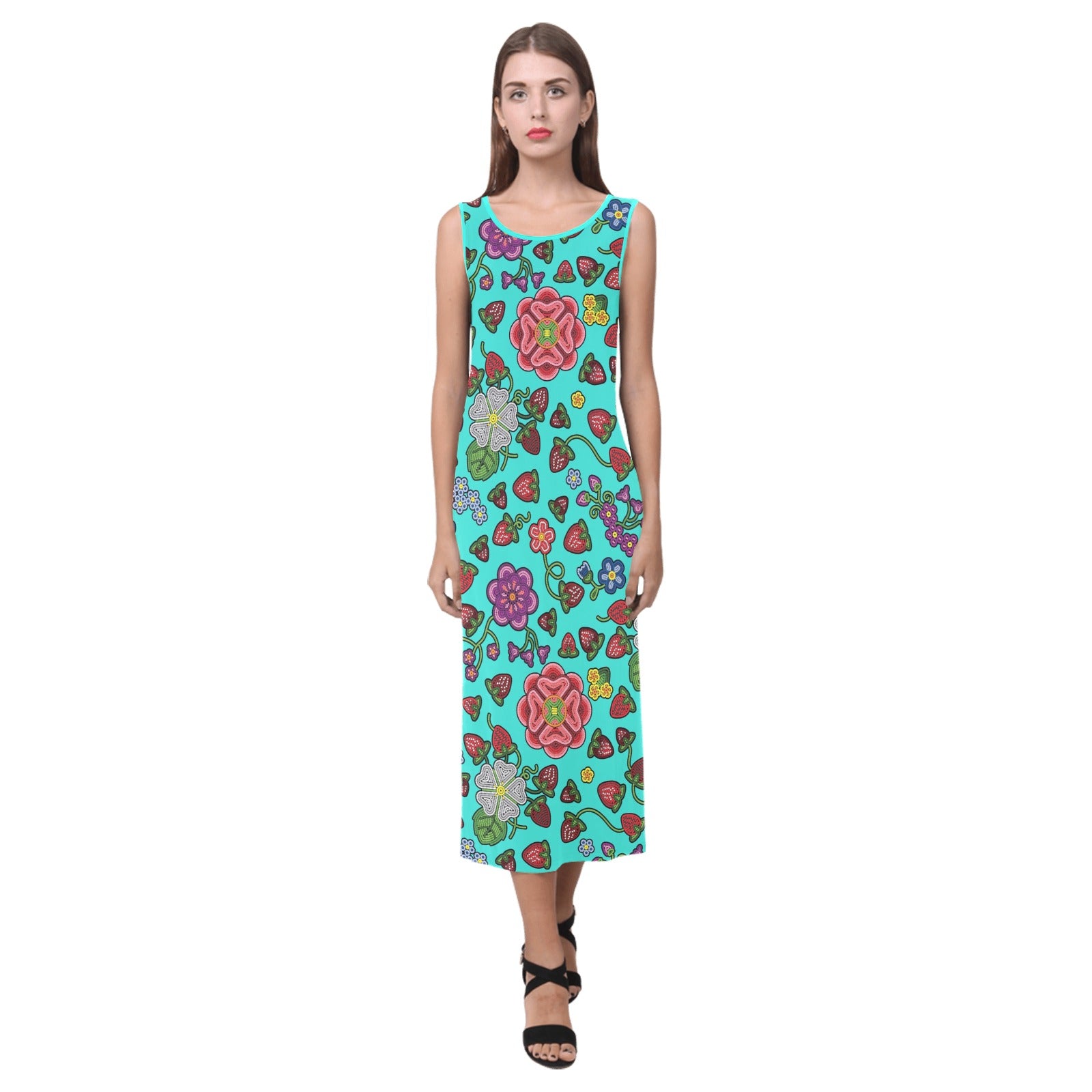 Berry Pop Turquoise Phaedra Sleeveless Open Fork Long Dress