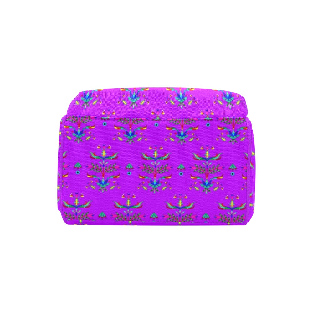 Dakota Damask Purple Multi-Function Diaper Backpack/Diaper Bag