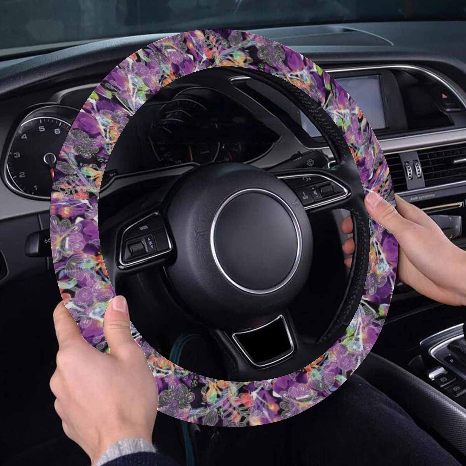 Culture in Nature Purple Steering Wheel Cover with Elastic Edge