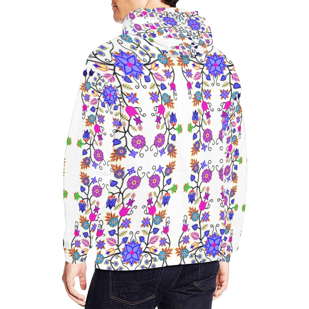 Floral Beadwork Seven Clans White Hoodie for Men (USA Size)