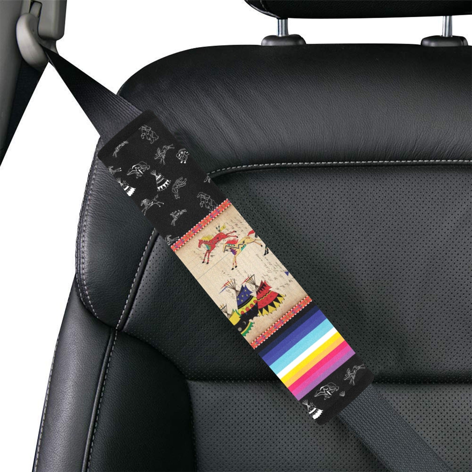 Horses Running Black Sky Car Seat Belt Cover 7''x12.6'' (Pack of 2)