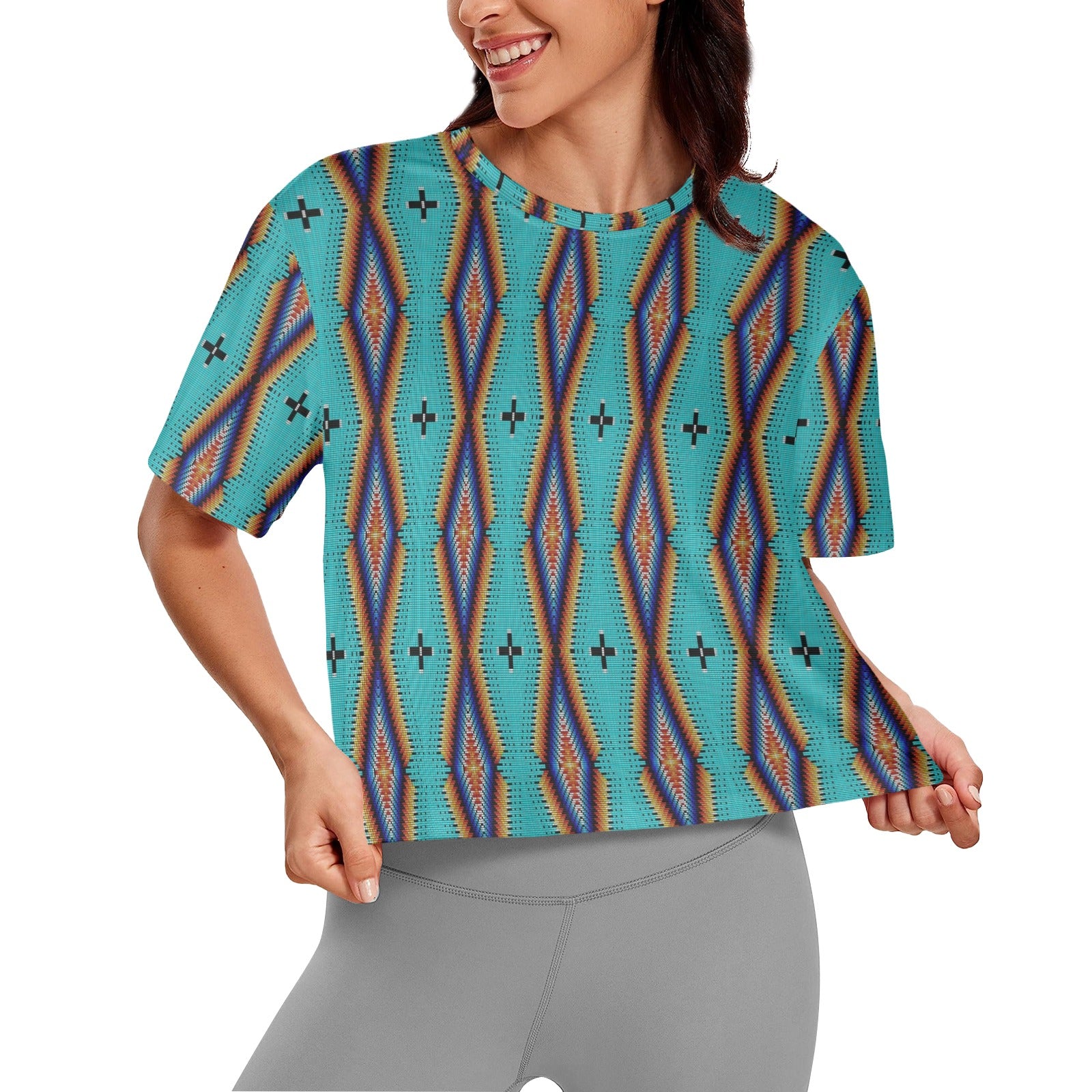Diamond in the Bluff Turquoise Women's Cropped T-shirt