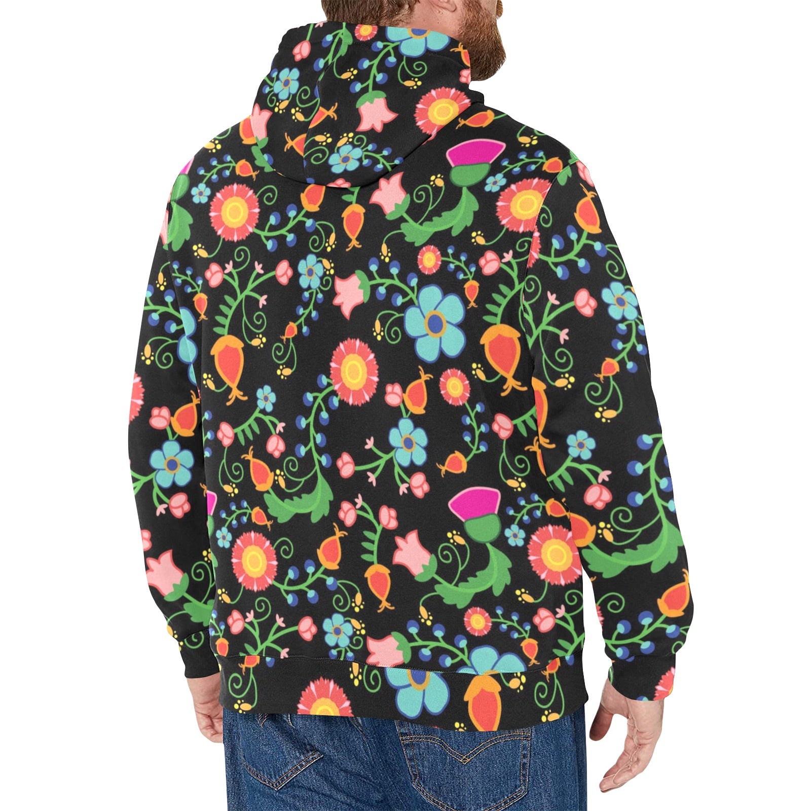 Bee Spring Night Men's Long Sleeve Fleece Hoodie