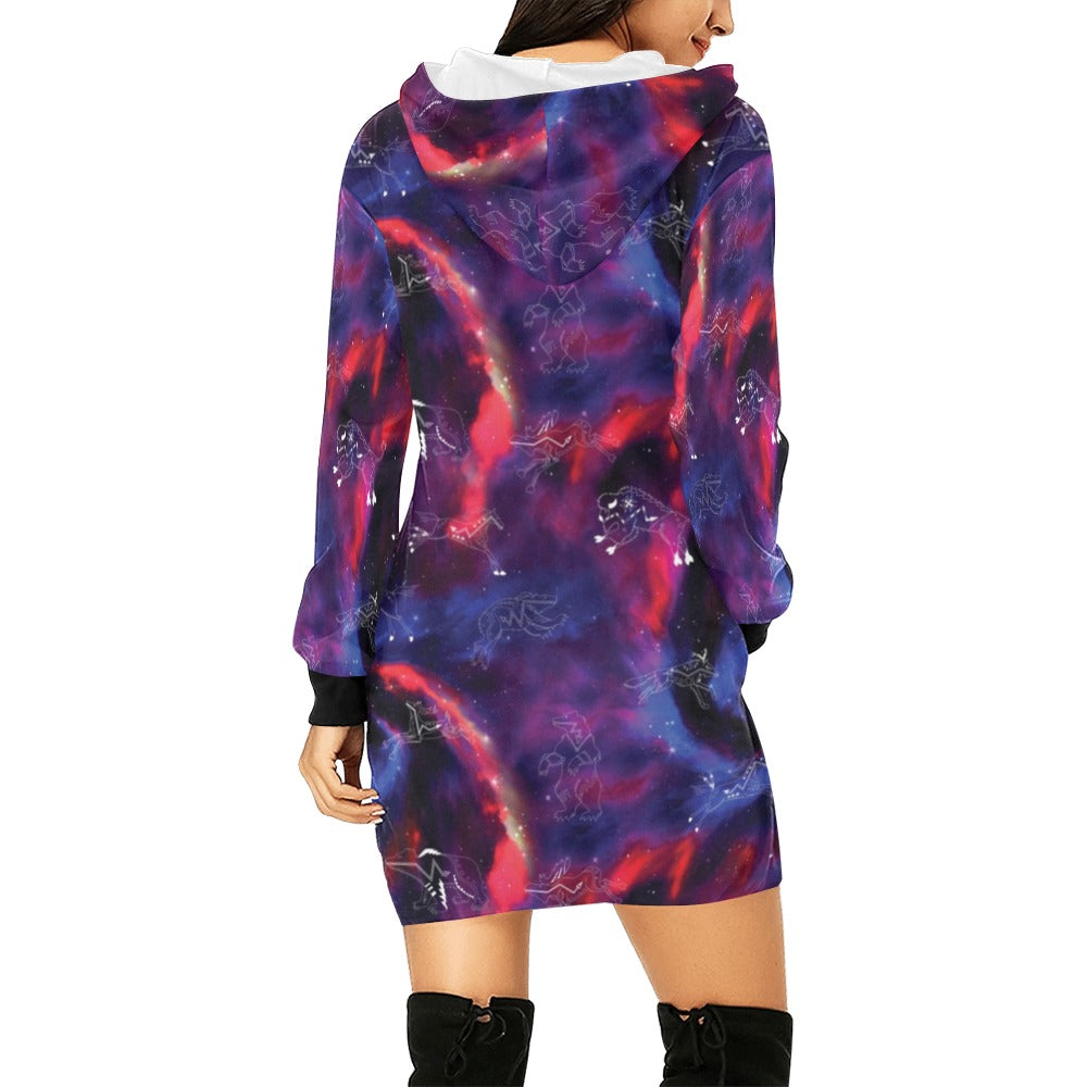 Animal Ancestors 3 Blue Pink Swirl Hoodie Dress