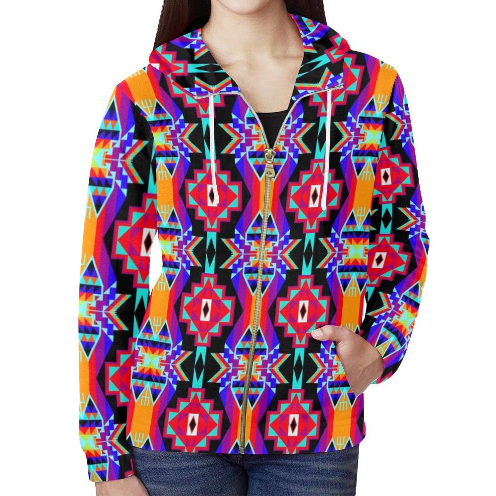 Fancy Bustle All Over Print Full Zip Hoodie for Women (Model H14) All Over Print Full Zip Hoodie for Women (H14) e-joyer