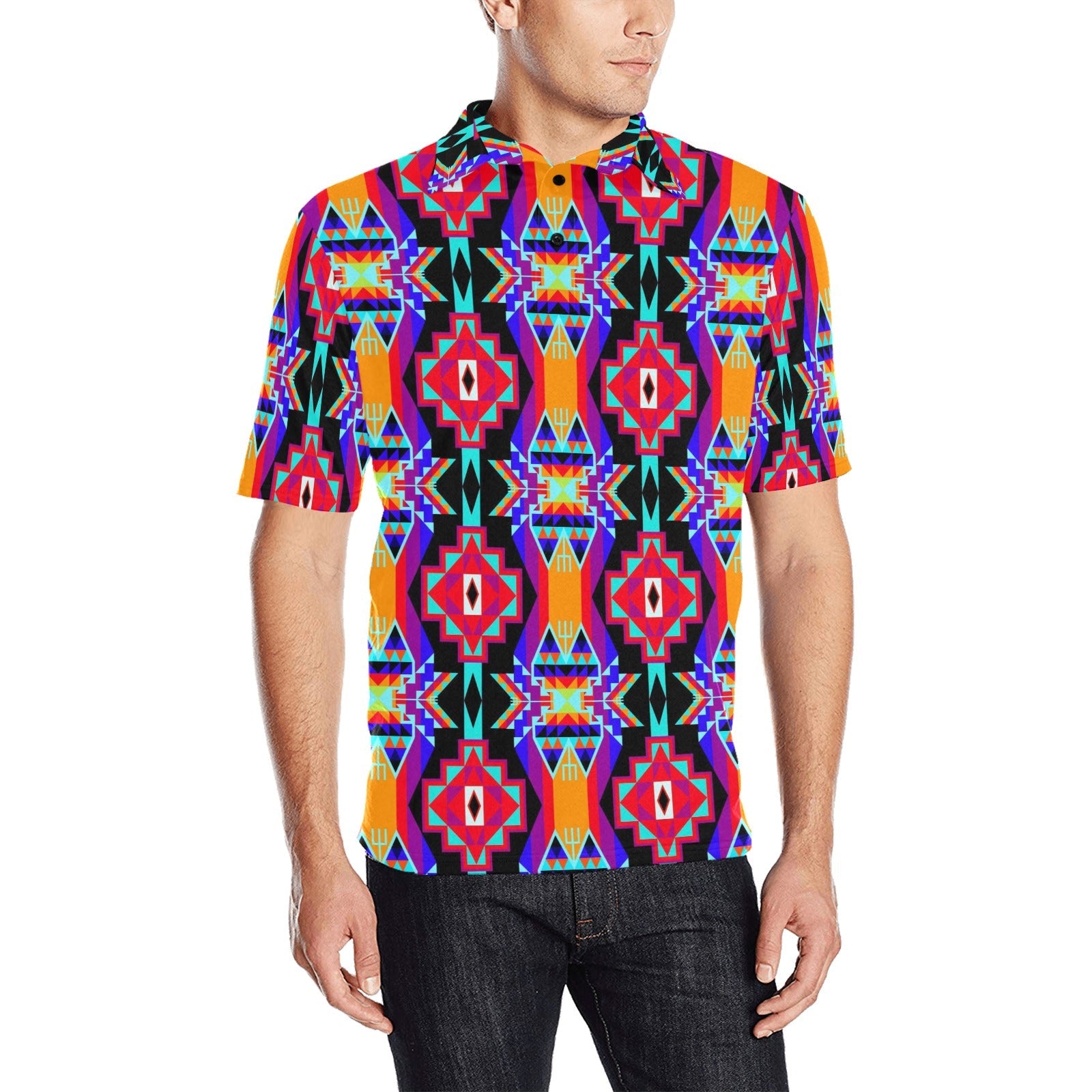 Fancy Bustle Men's All Over Print Polo Shirt (Model T55) Men's Polo Shirt (Model T55) e-joyer