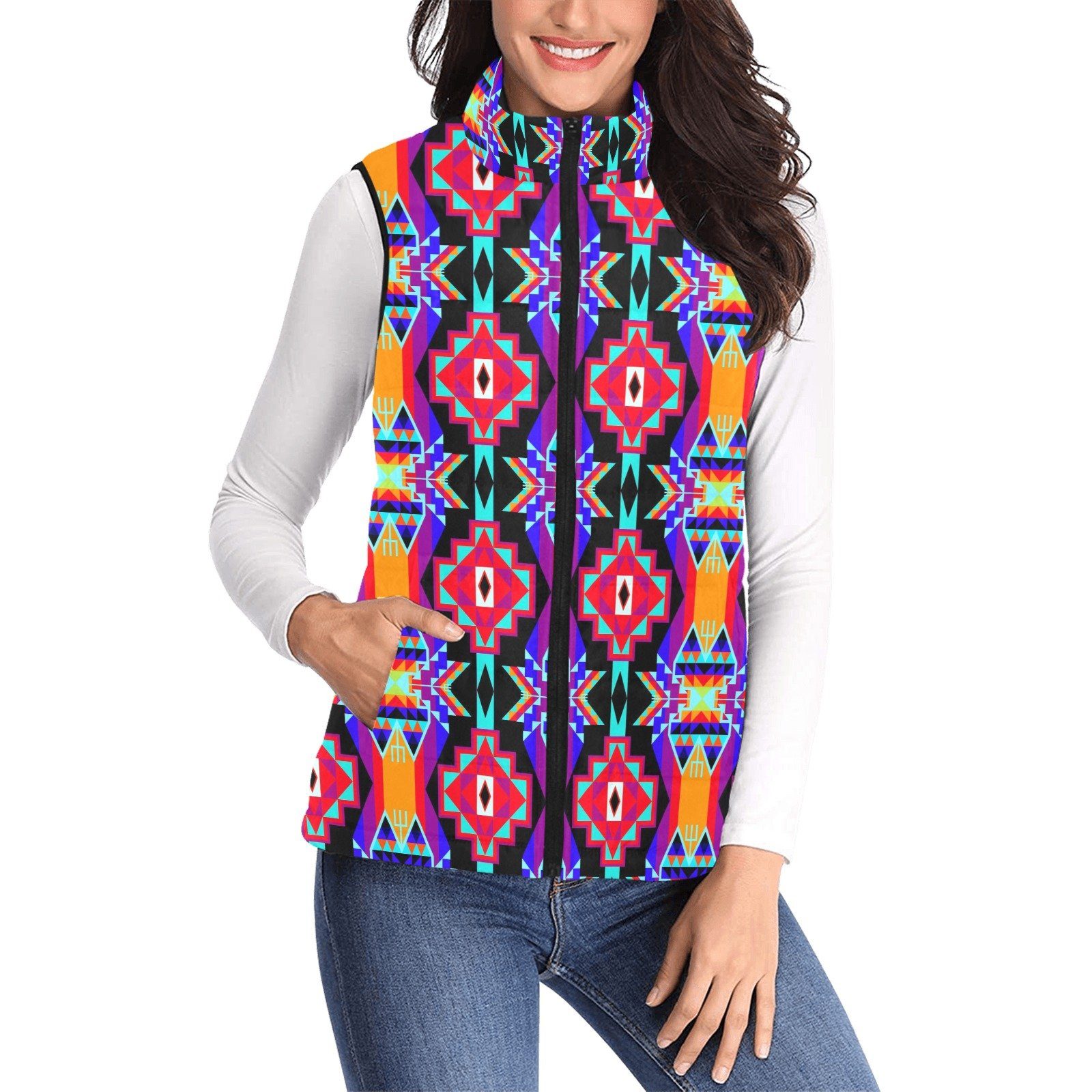 Fancy Bustle Women's Padded Vest Jacket (Model H44) Women's Padded Vest Jacket (H44) e-joyer