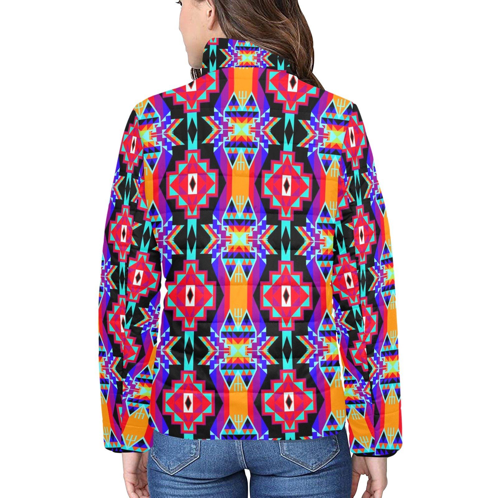 Fancy Bustle Women's Stand Collar Padded Jacket (Model H41) jacket e-joyer