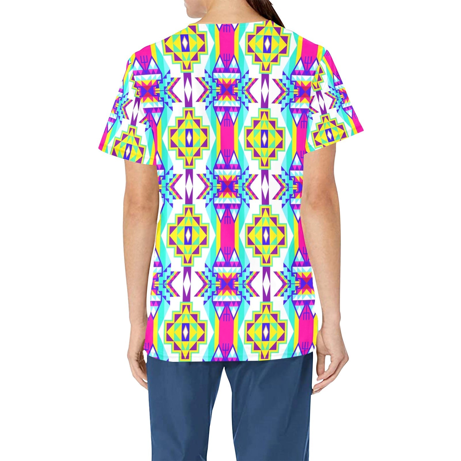 Fancy Champion All Over Print Scrub Top Scrub Top e-joyer