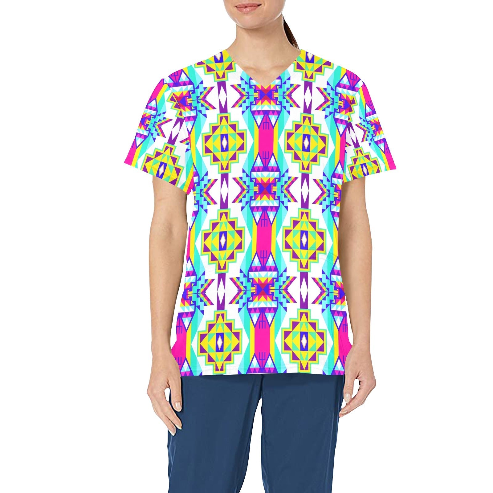 Fancy Champion All Over Print Scrub Top Scrub Top e-joyer