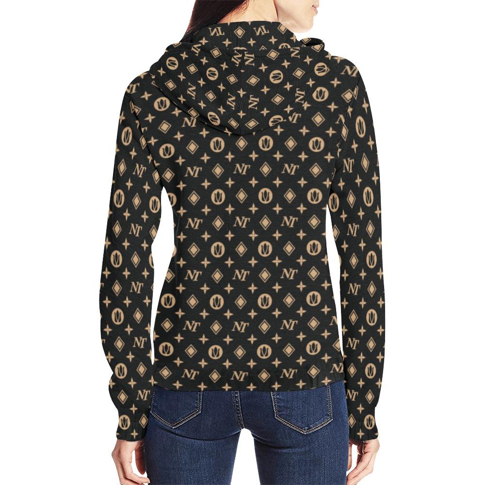 Fancy NT Black All Over Print Full Zip Hoodie for Women (Model H14) All Over Print Full Zip Hoodie for Women (H14) e-joyer