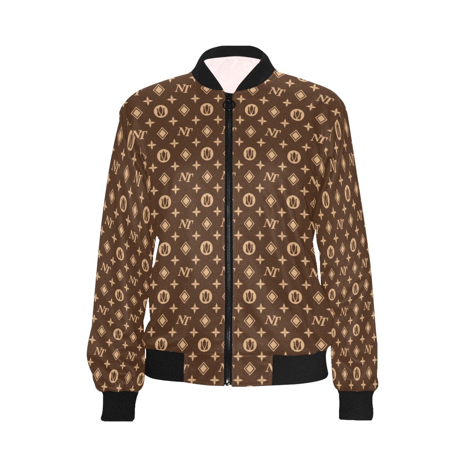 Fancy NT Brown All Over Print Bomber Jacket for Women (Model H36) All Over Print Bomber Jacket for Women (H36) e-joyer
