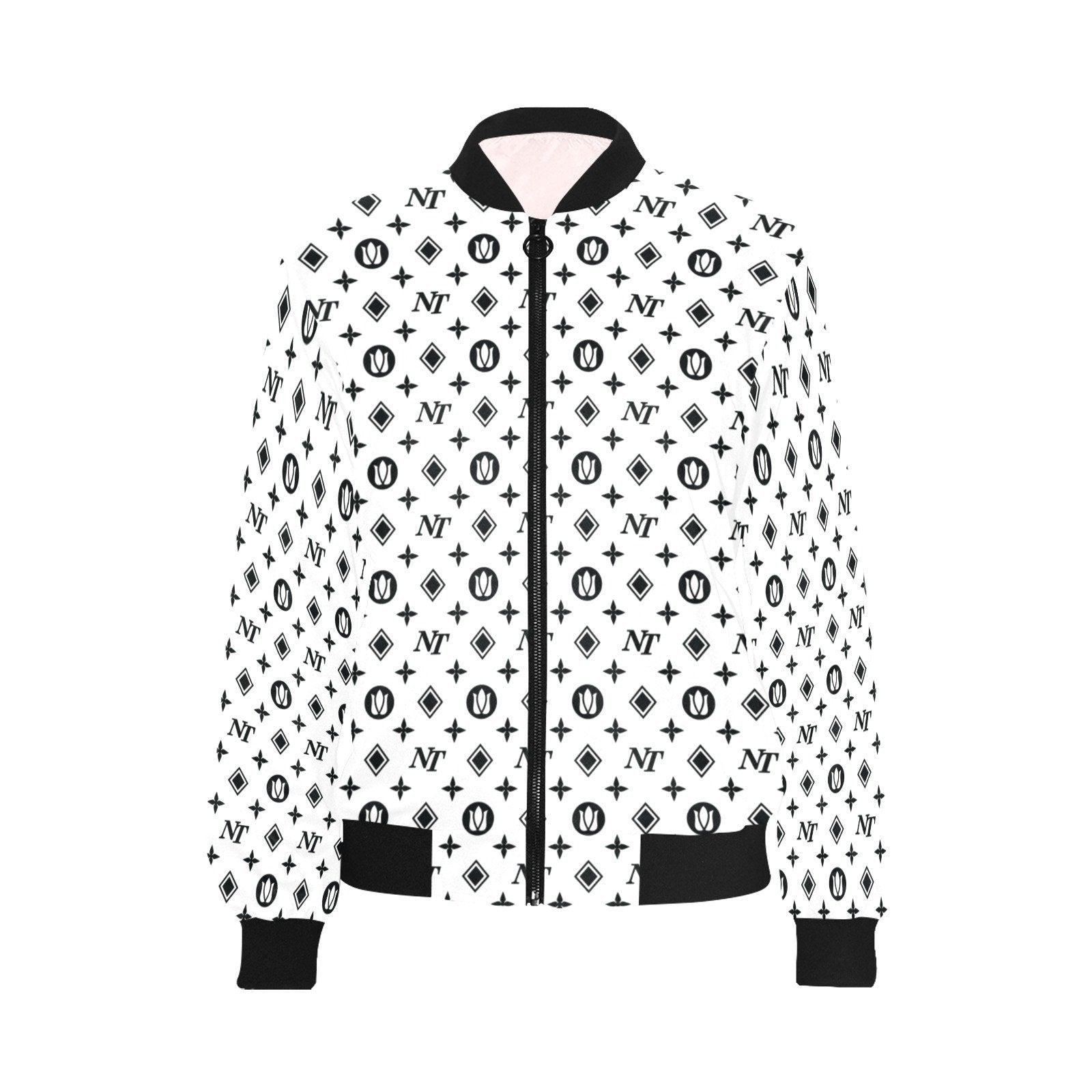 Fancy NT Pattern White on White All Over Print Bomber Jacket for Women (Model H36) All Over Print Bomber Jacket for Women (H36) e-joyer