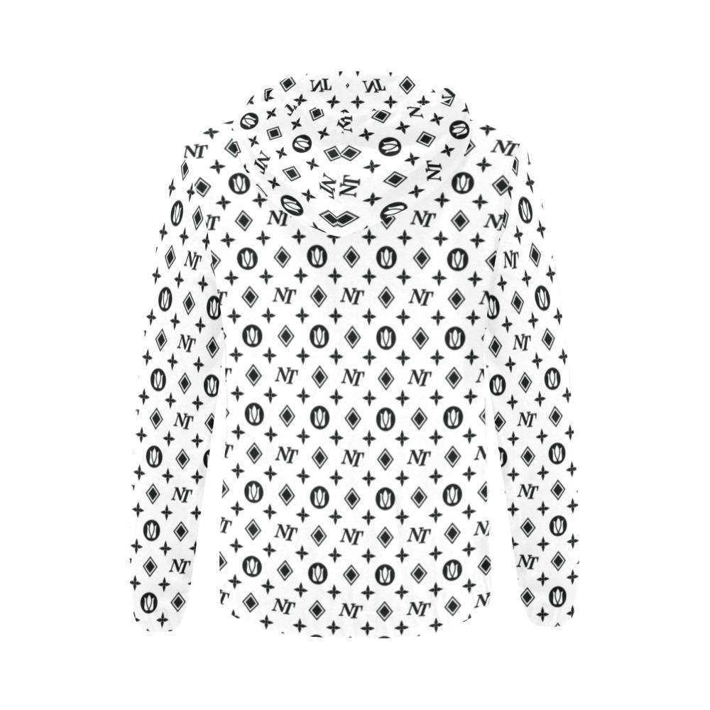 Fancy NT Pattern White on White All Over Print Full Zip Hoodie for Women (Model H14) All Over Print Full Zip Hoodie for Women (H14) e-joyer
