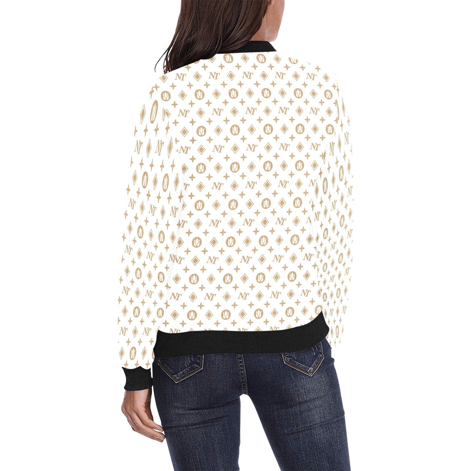 Fancy NT White All Over Print Bomber Jacket for Women (Model H36) All Over Print Bomber Jacket for Women (H36) e-joyer