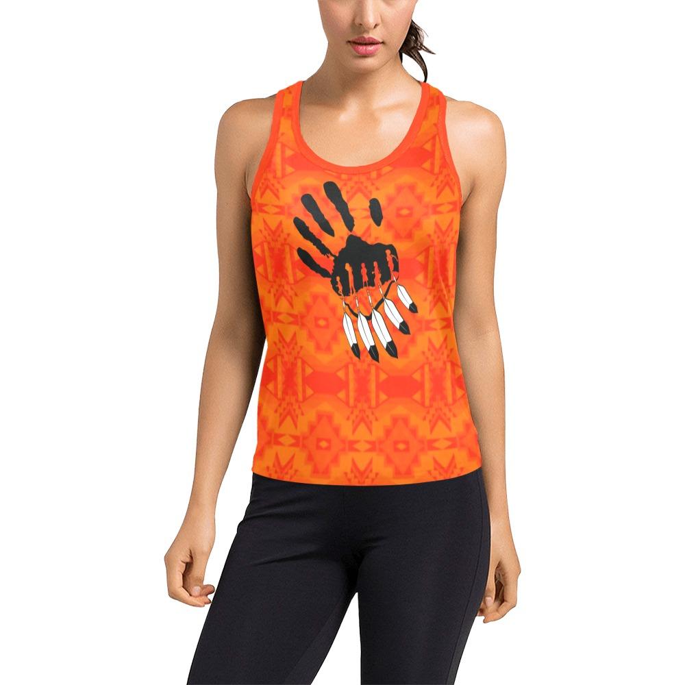 Fancy Orange A feather for each Women's Racerback Tank Top (Model T60) Racerback Tank Top (T60) e-joyer