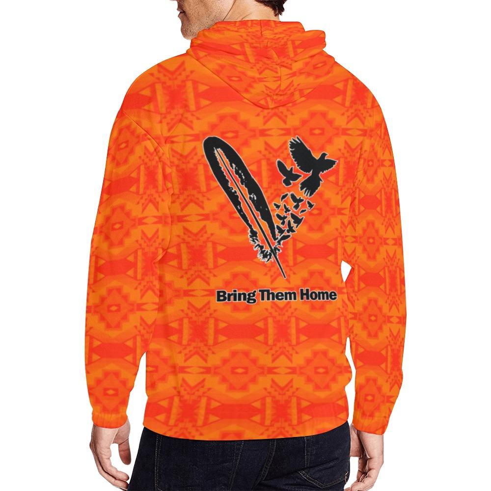 Fancy Orange Bring Them Home All Over Print Full Zip Hoodie for Men (Model H14) All Over Print Full Zip Hoodie for Men (H14) e-joyer
