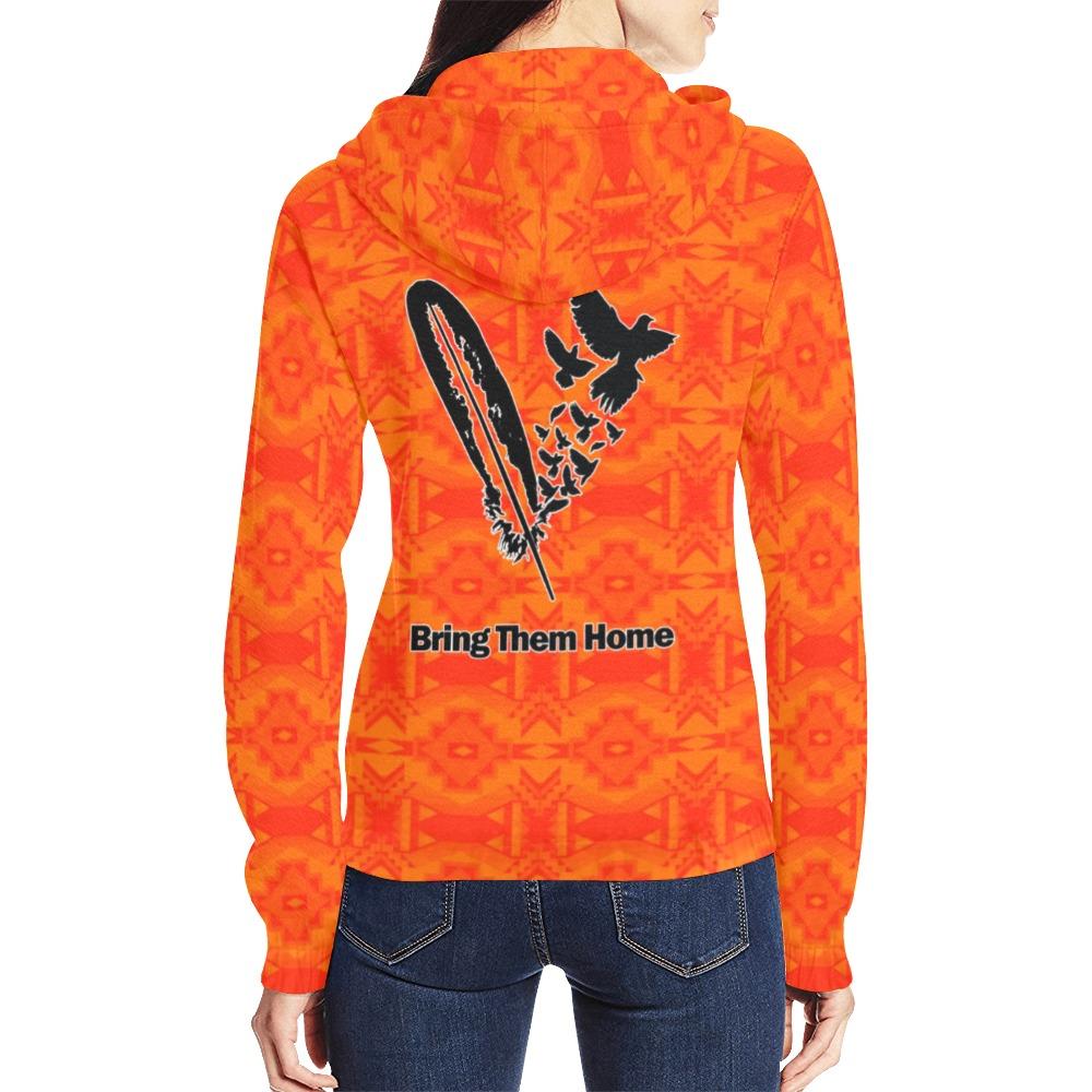 Fancy Orange Bring Them Home All Over Print Full Zip Hoodie for Women (Model H14) All Over Print Full Zip Hoodie for Women (H14) e-joyer