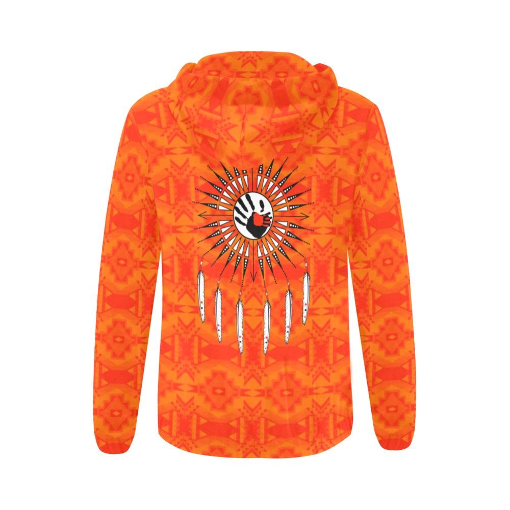 Fancy Orange Feather Directions All Over Print Full Zip Hoodie for Women (Model H14) All Over Print Full Zip Hoodie for Women (H14) e-joyer