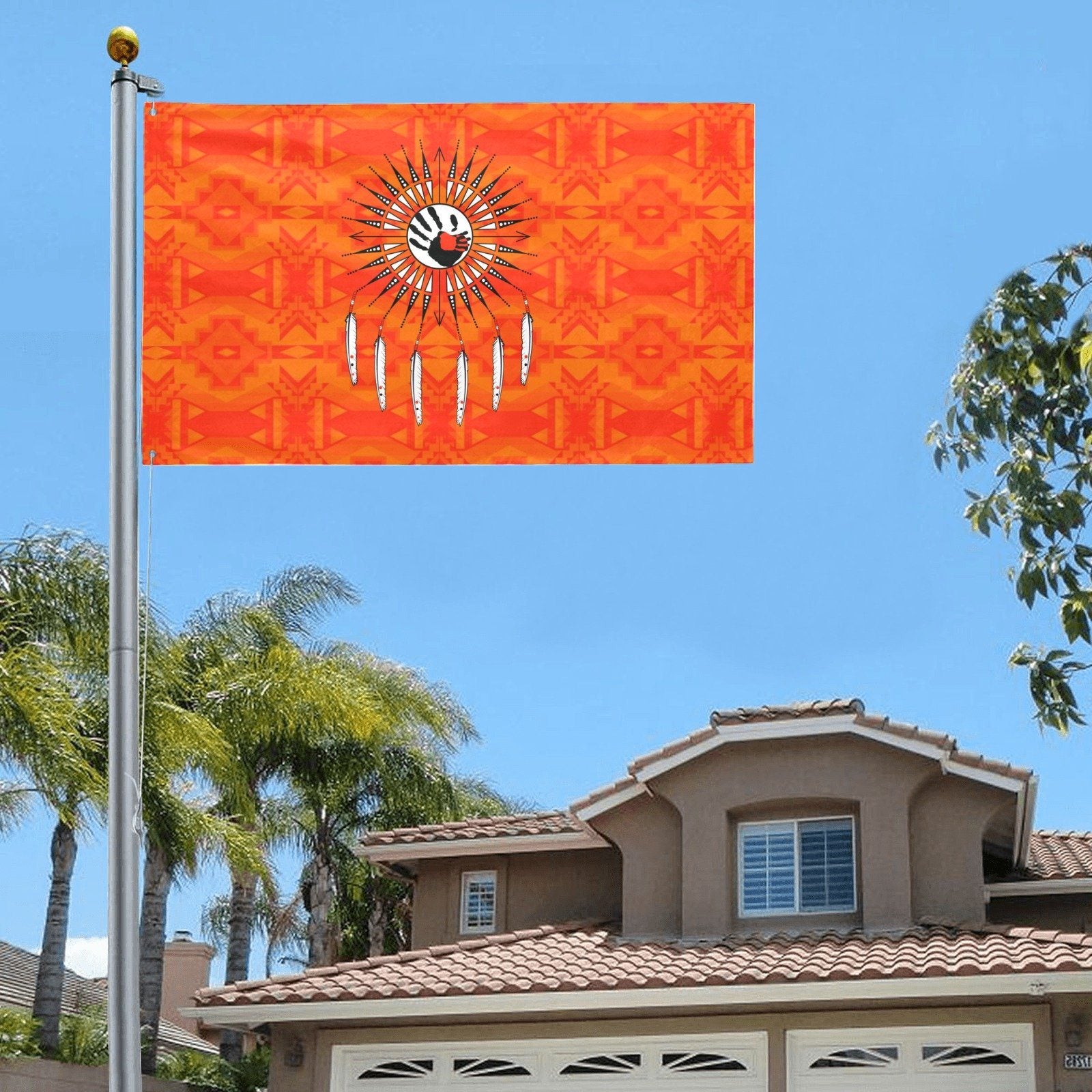 Fancy Orange Feather Directions Garden Flag 59"x35" Garden Flag 59"x35" e-joyer
