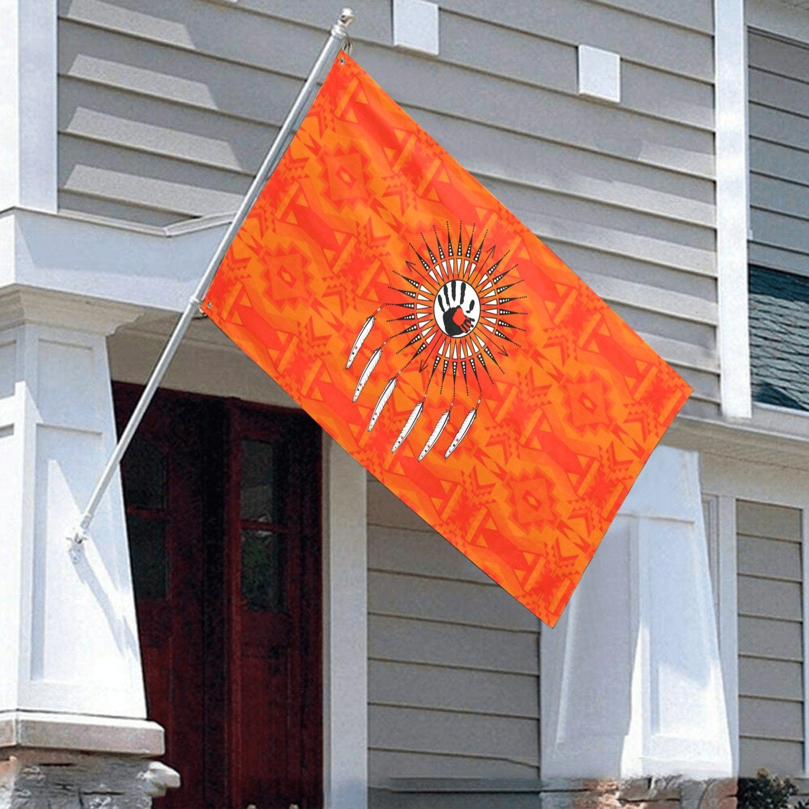 Fancy Orange Feather Directions Garden Flag 59"x35" Garden Flag 59"x35" e-joyer