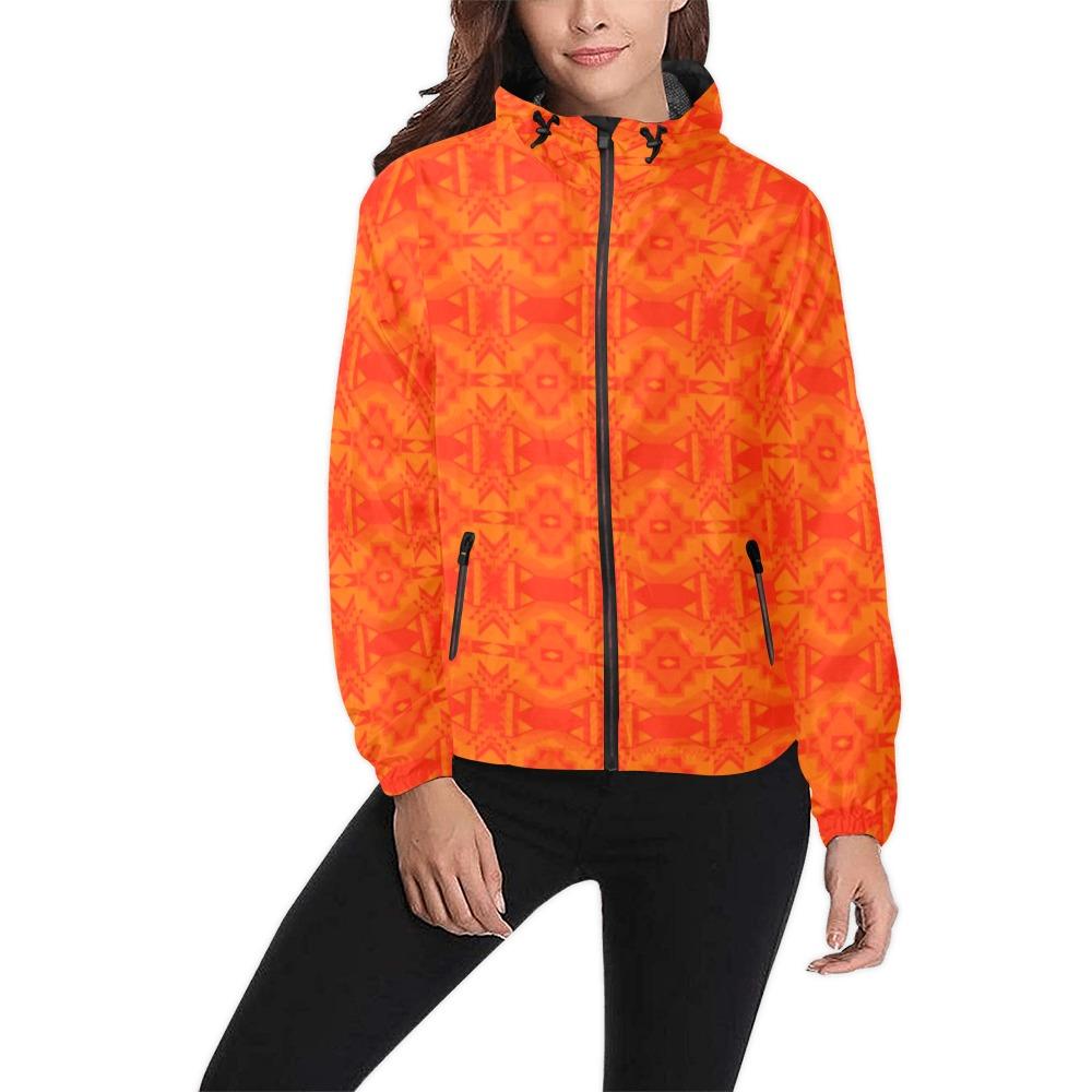 Fancy Orange Feather Directions Unisex All Over Print Windbreaker (Model H23) All Over Print Windbreaker for Men (H23) e-joyer