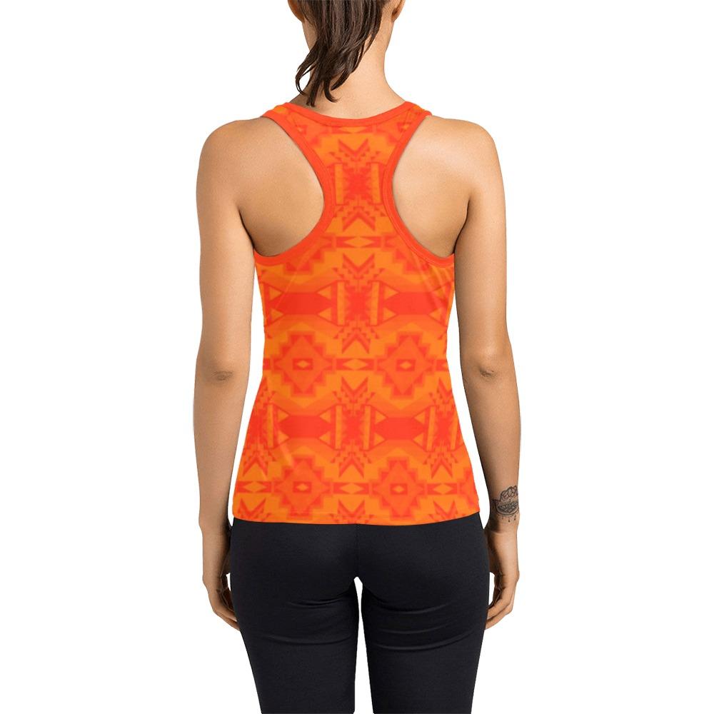 Fancy Orange Feather Directions Women's Racerback Tank Top (Model T60) Racerback Tank Top (T60) e-joyer