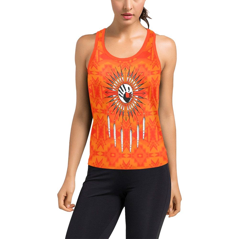 Fancy Orange Feather Directions Women's Racerback Tank Top (Model T60) Racerback Tank Top (T60) e-joyer