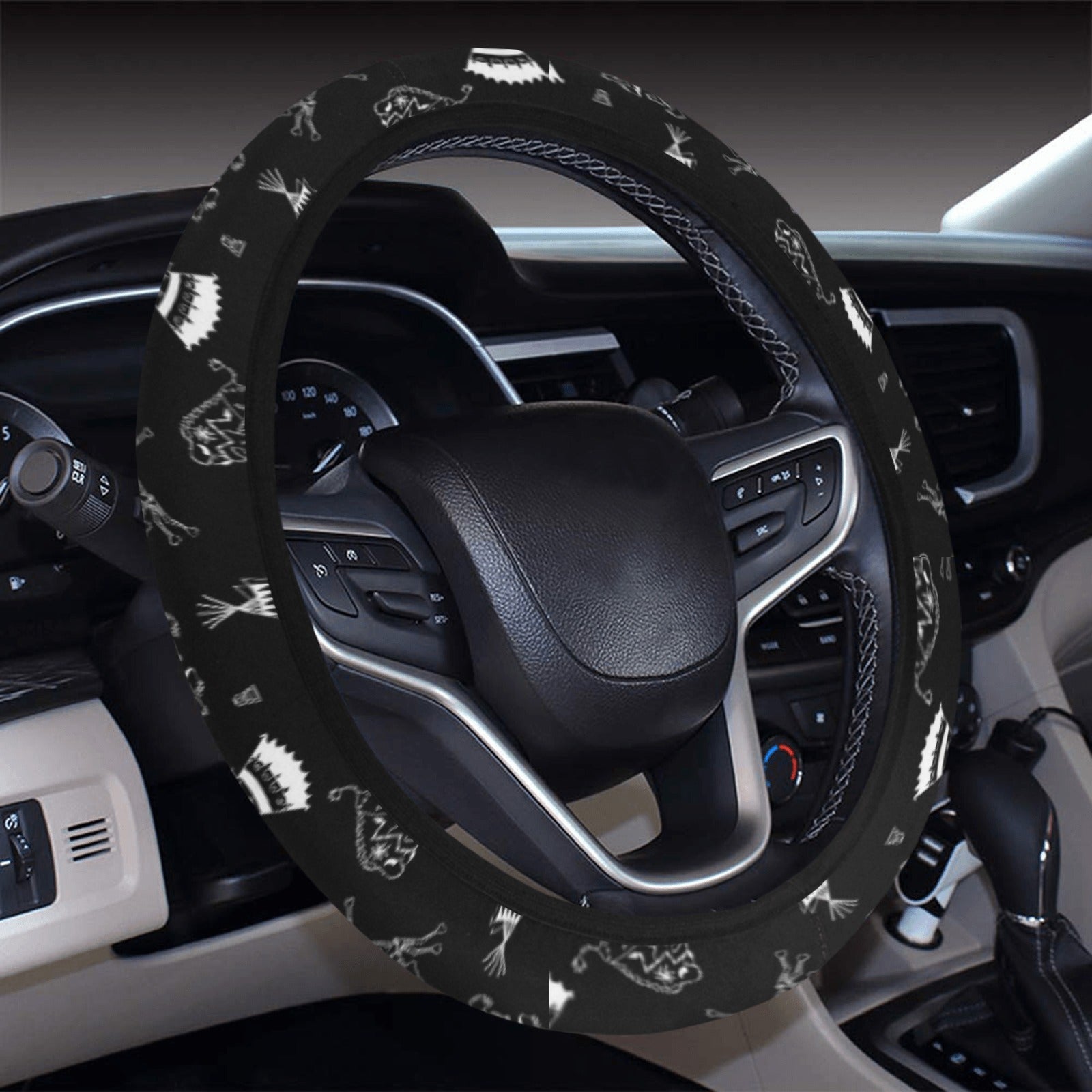 Ledger Dabbles Black Steering Wheel Cover with Elastic Edge