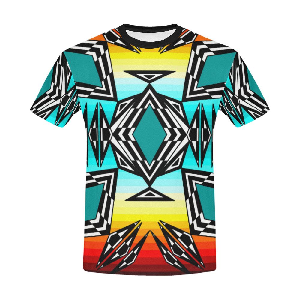 Fire and Sky Gradient II All Over Print T-Shirt Size 4XL and 5XL (USA Size) Model T40) All Over Print T-Shirt for Men/Large (T40) e-joyer