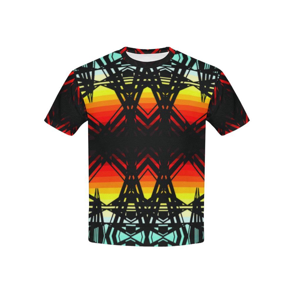 Fire and Turquiose All Over Print T-shirt for Kid (USA Size) (Model T40) All Over Print T-shirt for Kid e-joyer