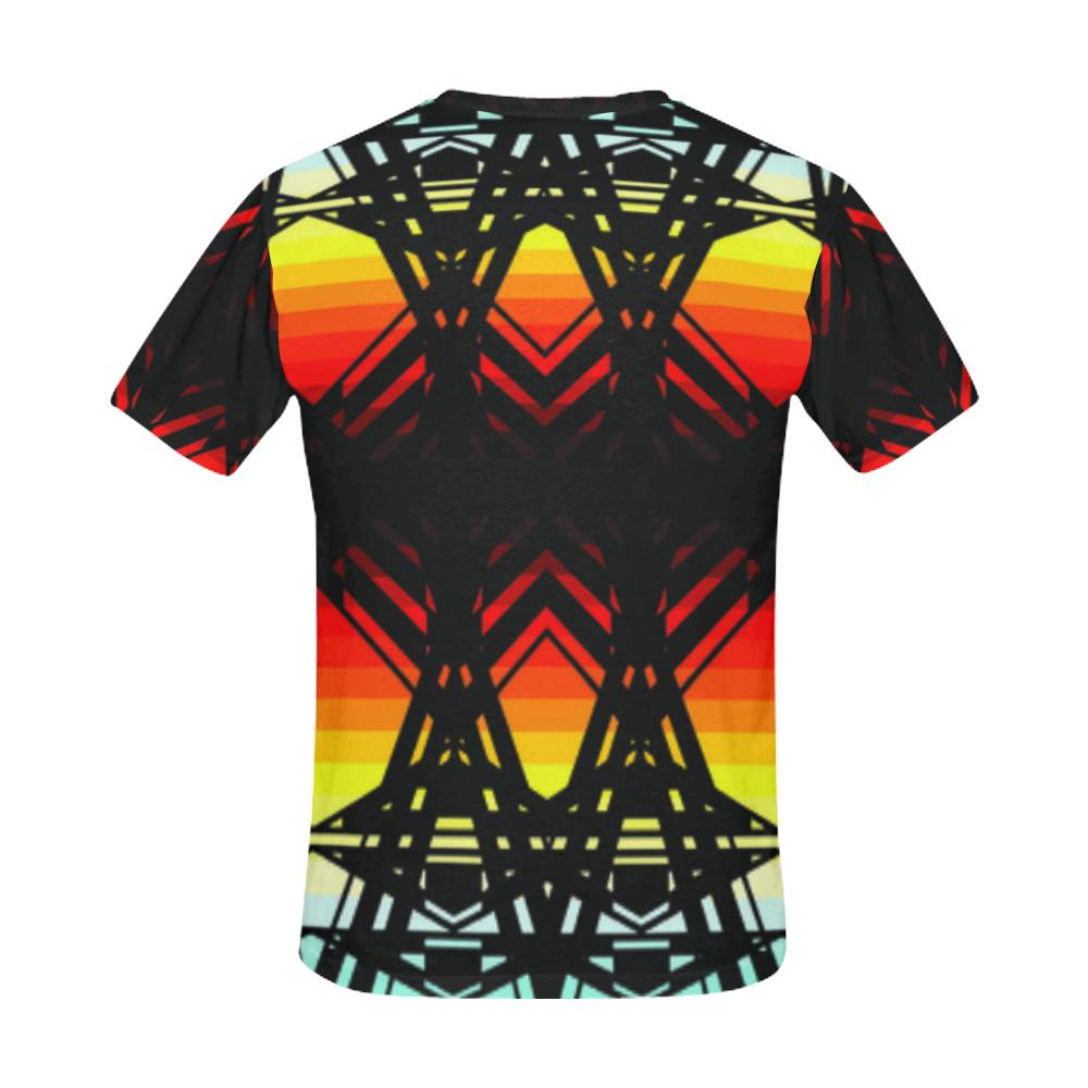 Fire and Turquiose All Over Print T-Shirt for Men (USA Size) (Model T40) All Over Print T-Shirt for Men e-joyer