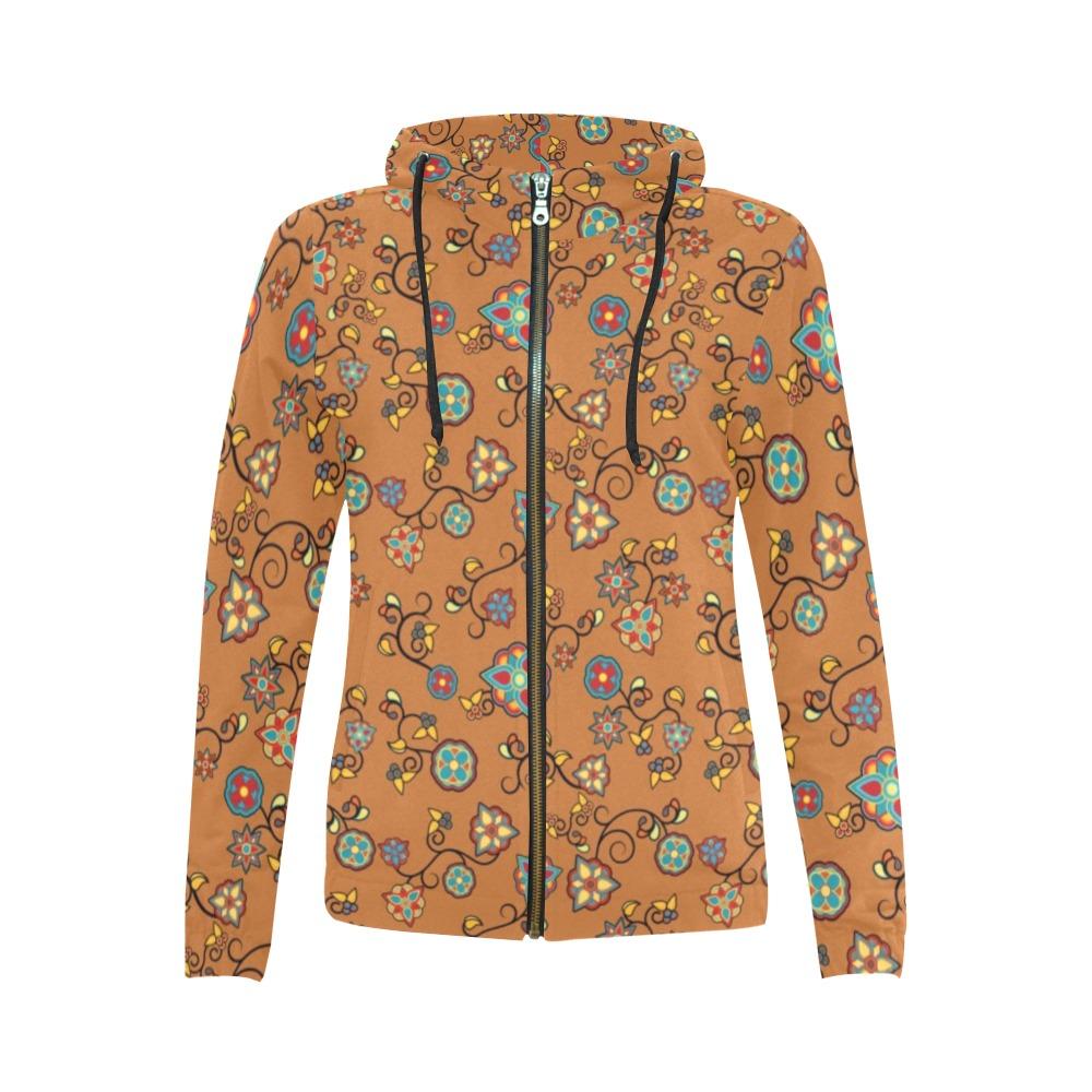Fire Bloom Light All Over Print Full Zip Hoodie for Women (Model H14) All Over Print Full Zip Hoodie for Women (H14) e-joyer