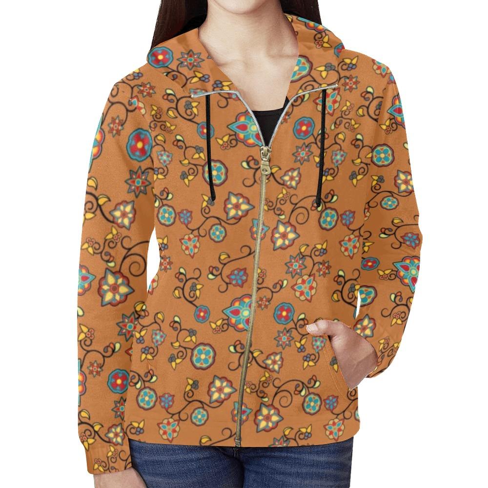 Fire Bloom Light All Over Print Full Zip Hoodie for Women (Model H14) All Over Print Full Zip Hoodie for Women (H14) e-joyer