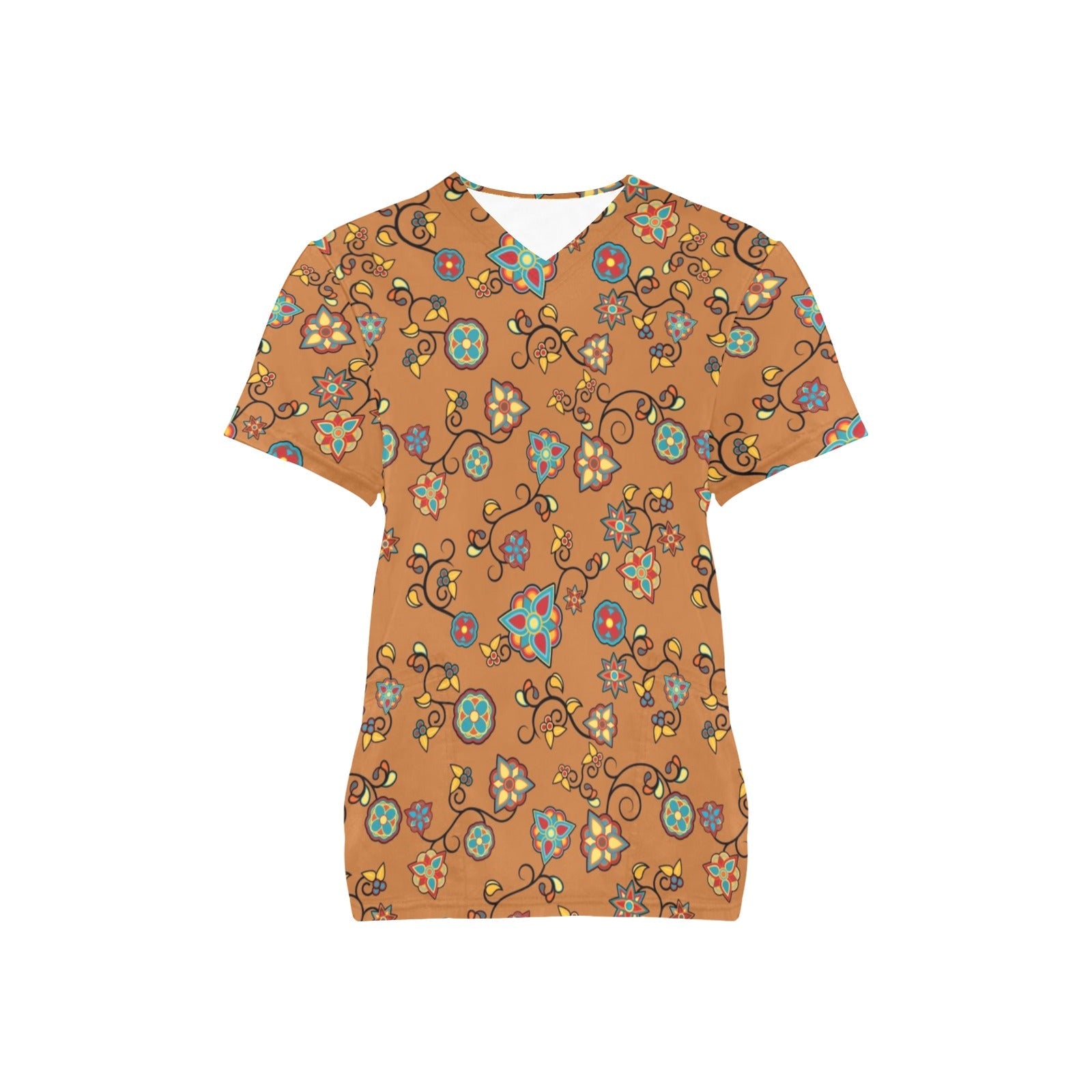 Fire Bloom Light All Over Print Scrub Top Scrub Top e-joyer