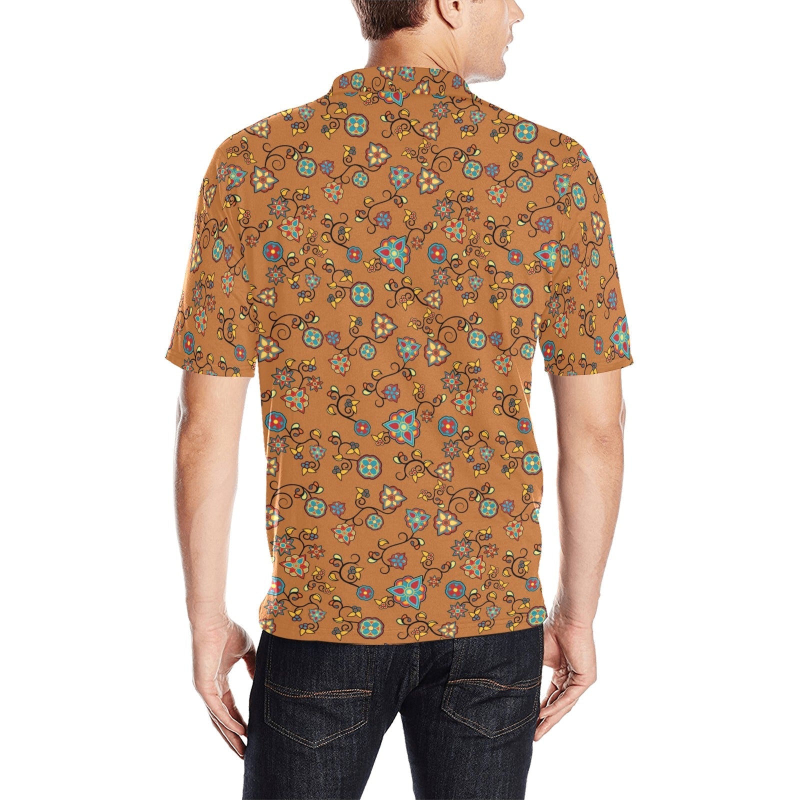 Fire Bloom Light Men's All Over Print Polo Shirt (Model T55) Men's Polo Shirt (Model T55) e-joyer
