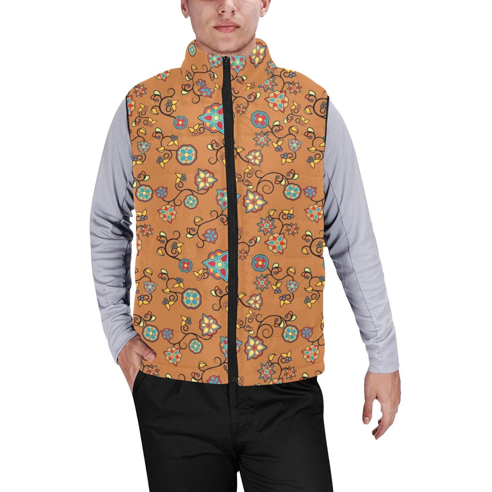 Fire Bloom Light Men's Padded Vest Jacket (Model H44) Men's Padded Vest Jacket (H44) e-joyer