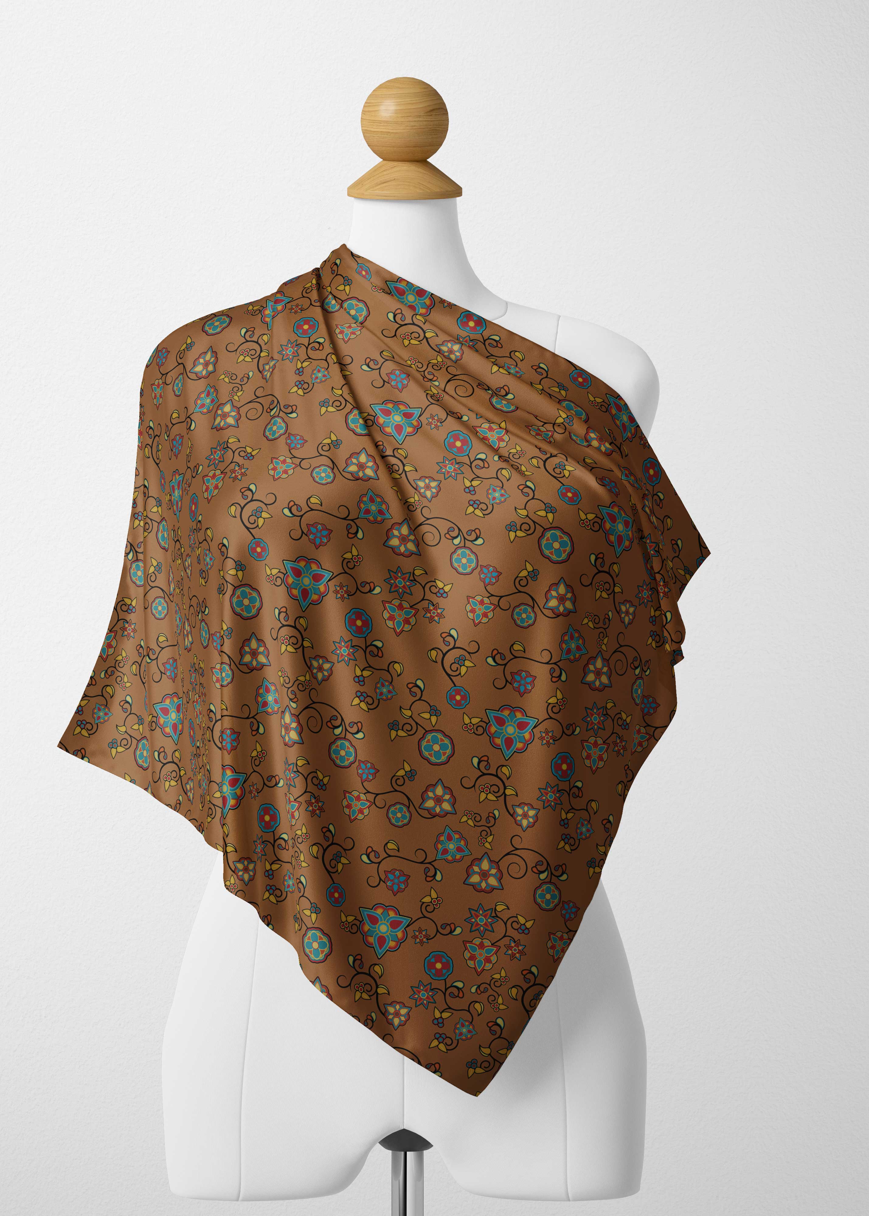 Fire Bloom Light Satin Shawl Scarf 49 Dzine