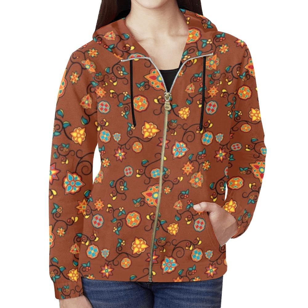 Fire Bloom Shade All Over Print Full Zip Hoodie for Women (Model H14) All Over Print Full Zip Hoodie for Women (H14) e-joyer