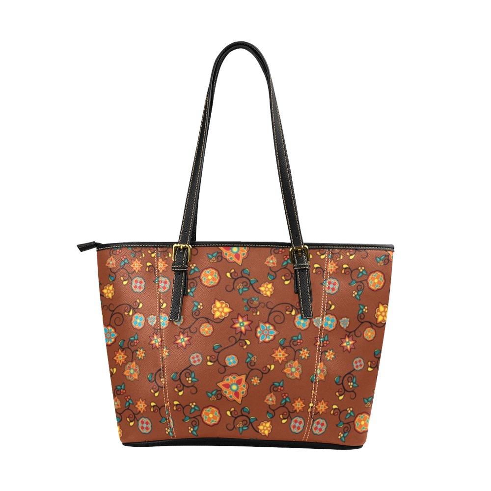 Fire Bloom Shade Leather Tote Bag/Large (Model 1640) Leather Tote Bag (1640) e-joyer
