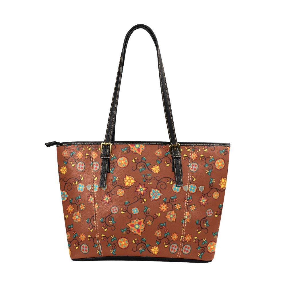Fire Bloom Shade Leather Tote Bag/Large (Model 1640) Leather Tote Bag (1640) e-joyer 