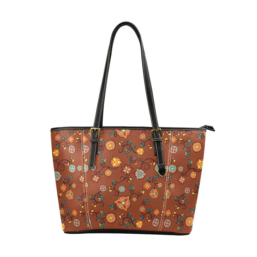 Fire Bloom Shade Leather Tote Bag/Large (Model 1640) Leather Tote Bag (1640) e-joyer