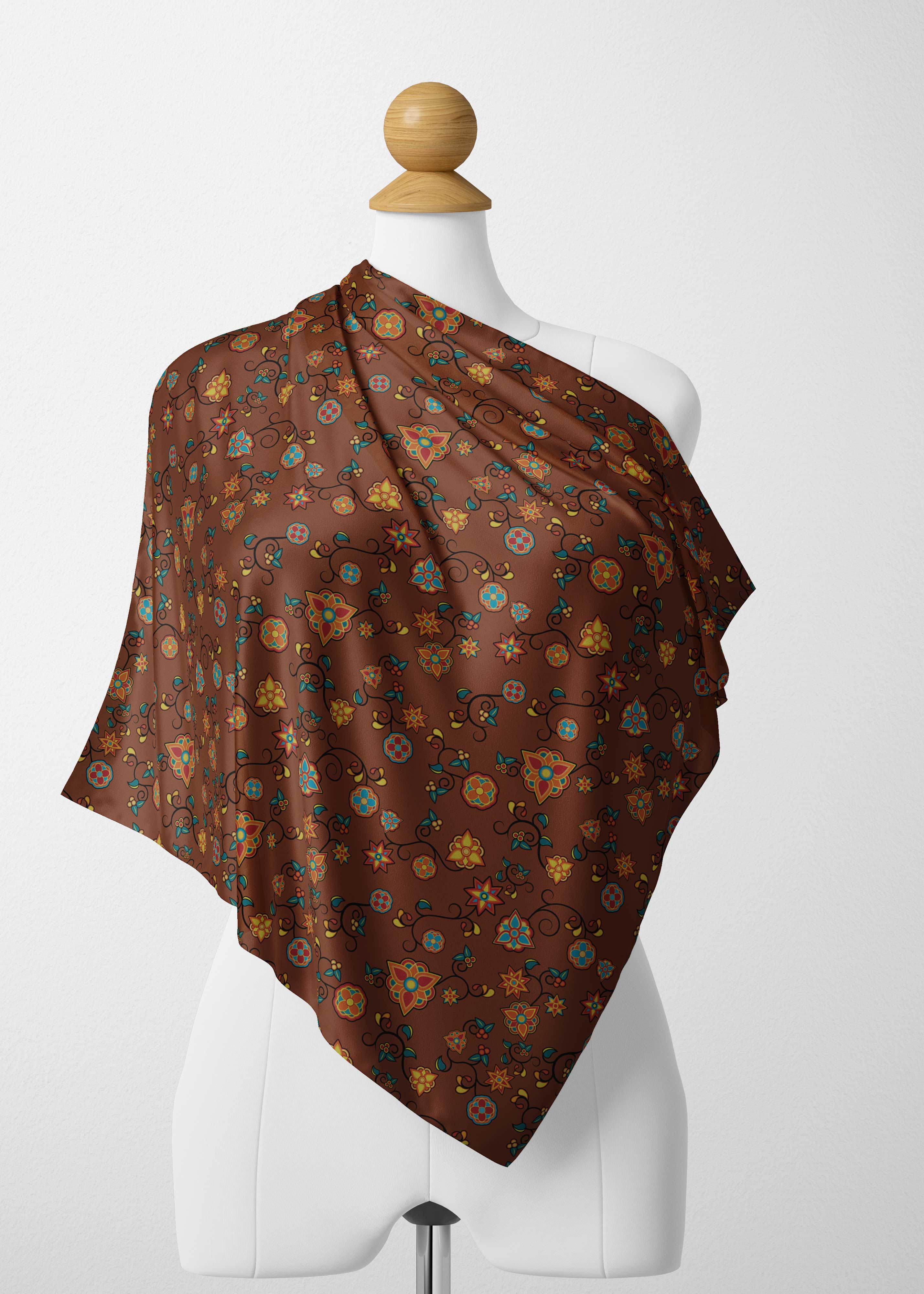 Fire Bloom Shade Satin Shawl Scarf 49 Dzine